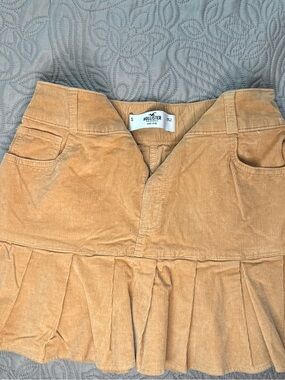 Hollister Camel Corduroy Pleated Mini Skirt